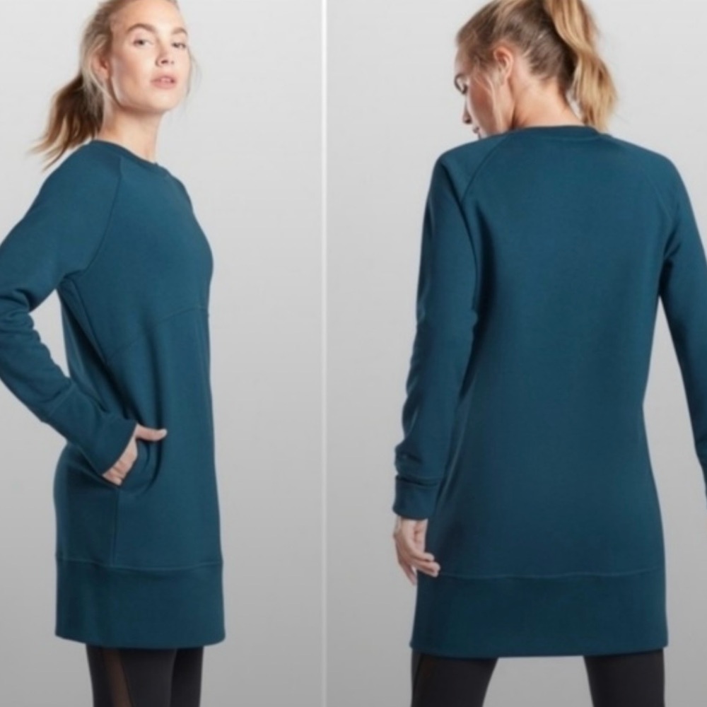 Athleta Bounce Back Sweatshirt Dress Blue Sz XXS